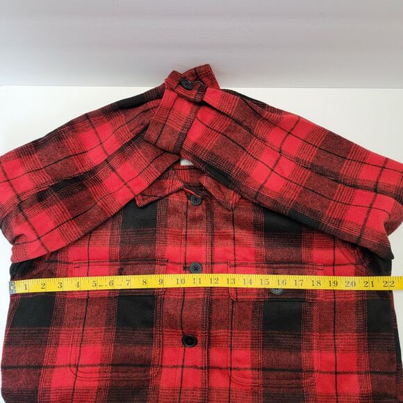 Old Navy Mens Red Black Buffalo Check Plaid Thick Flannel Shirt Jacket/Shacket M - Picture 11 of 15
